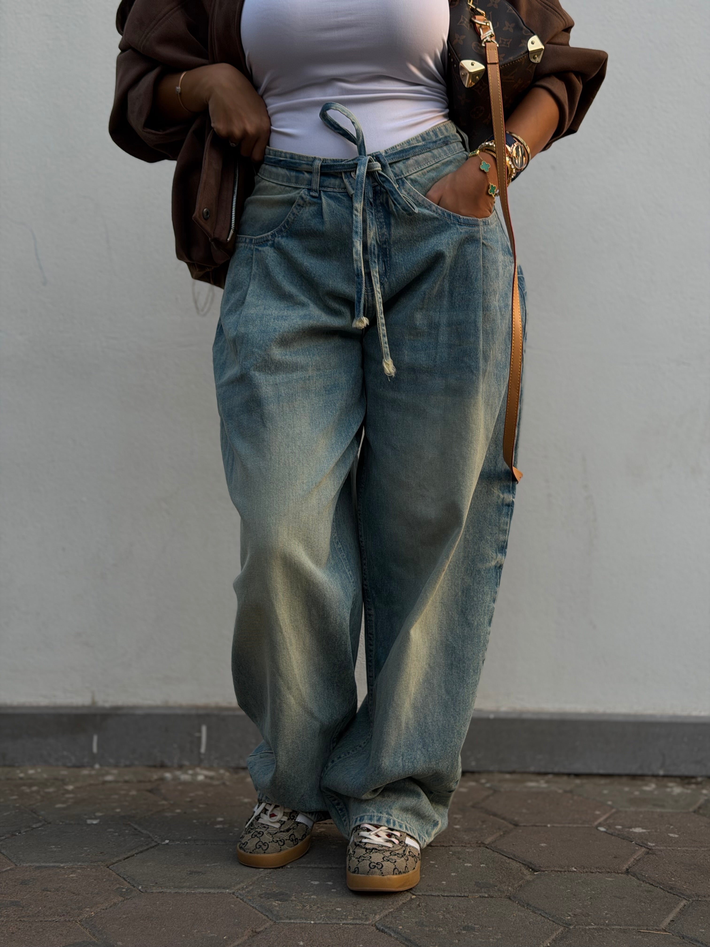 Washed balloon Jeans