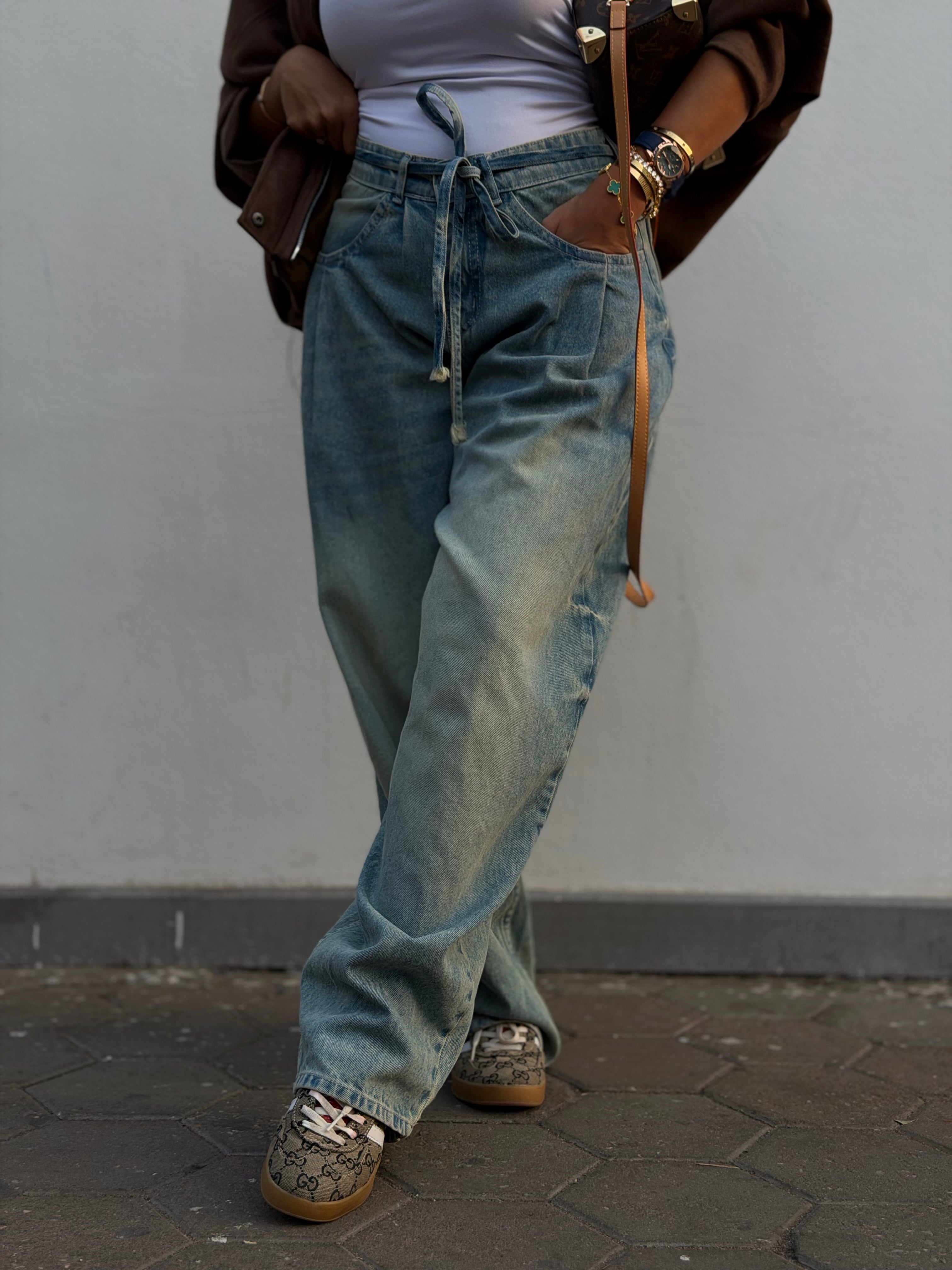Washed balloon Jeans