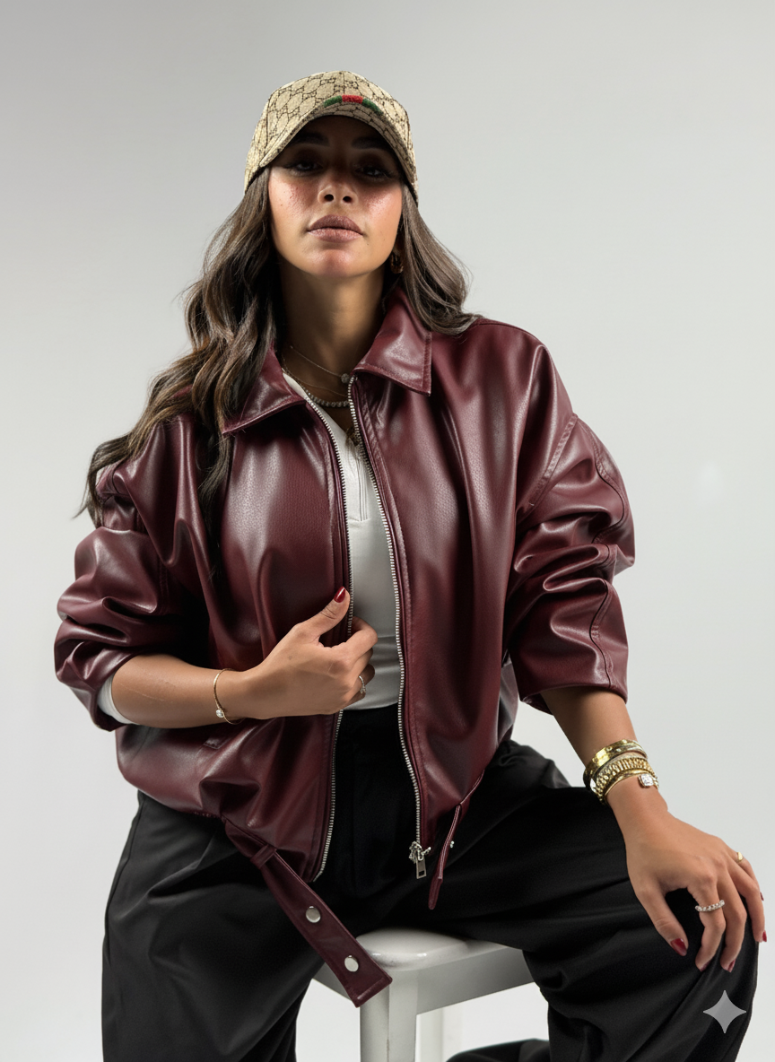 WINE LEATHER JACKET