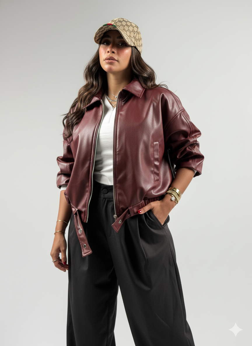 WINE LEATHER JACKET