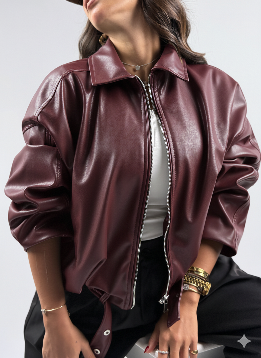 WINE LEATHER JACKET