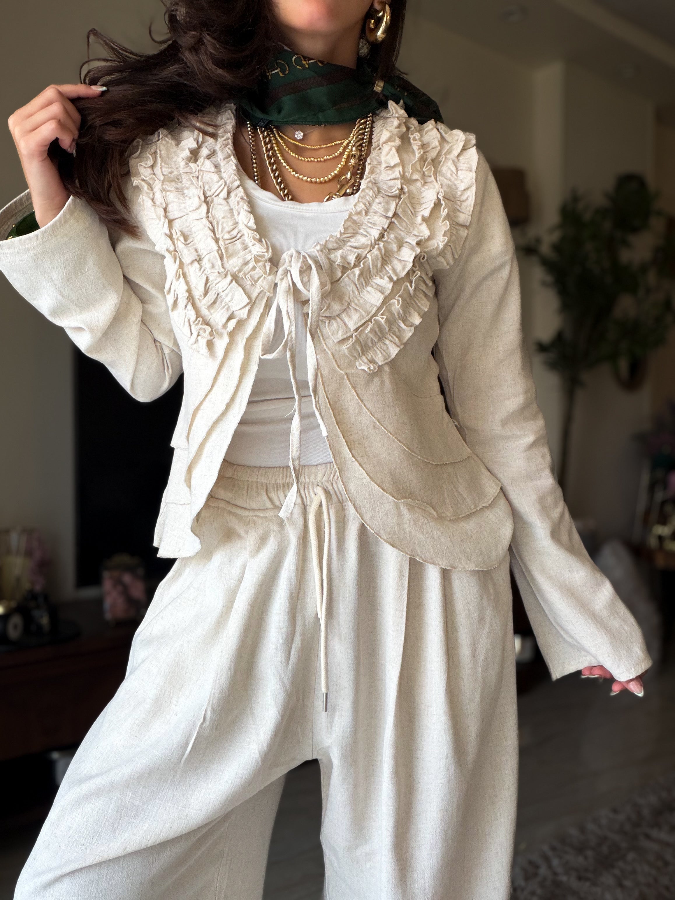 BLUSH RUFFLE SHIRT