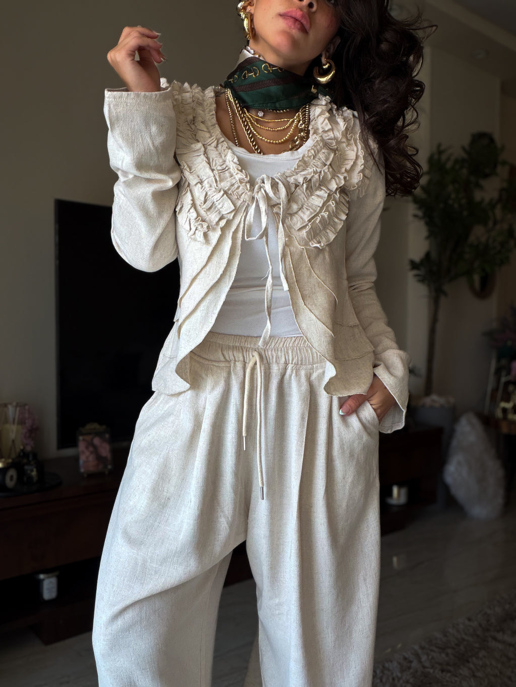 BLUSH RUFFLE SHIRT