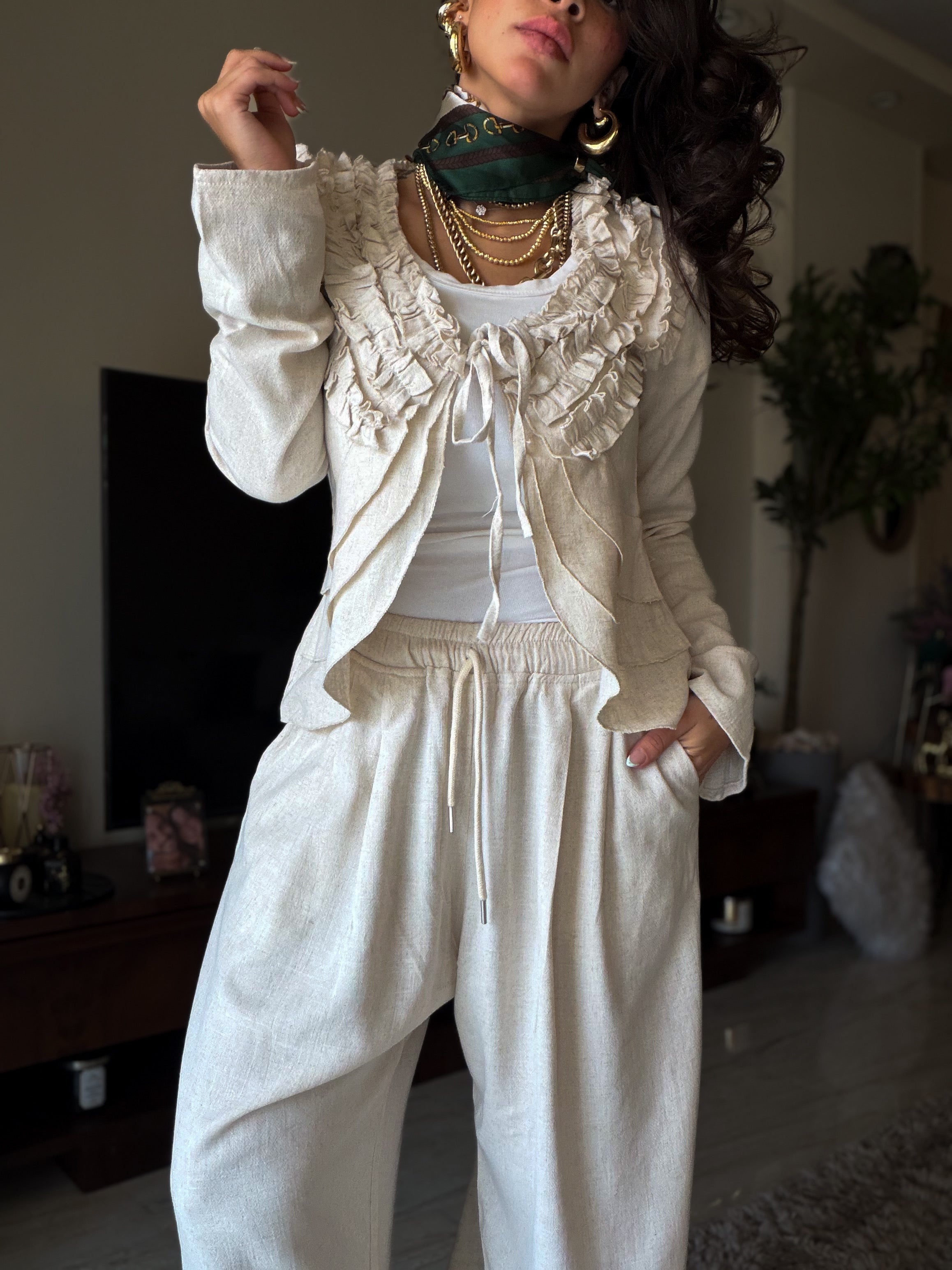 BLUSH RUFFLE SHIRT