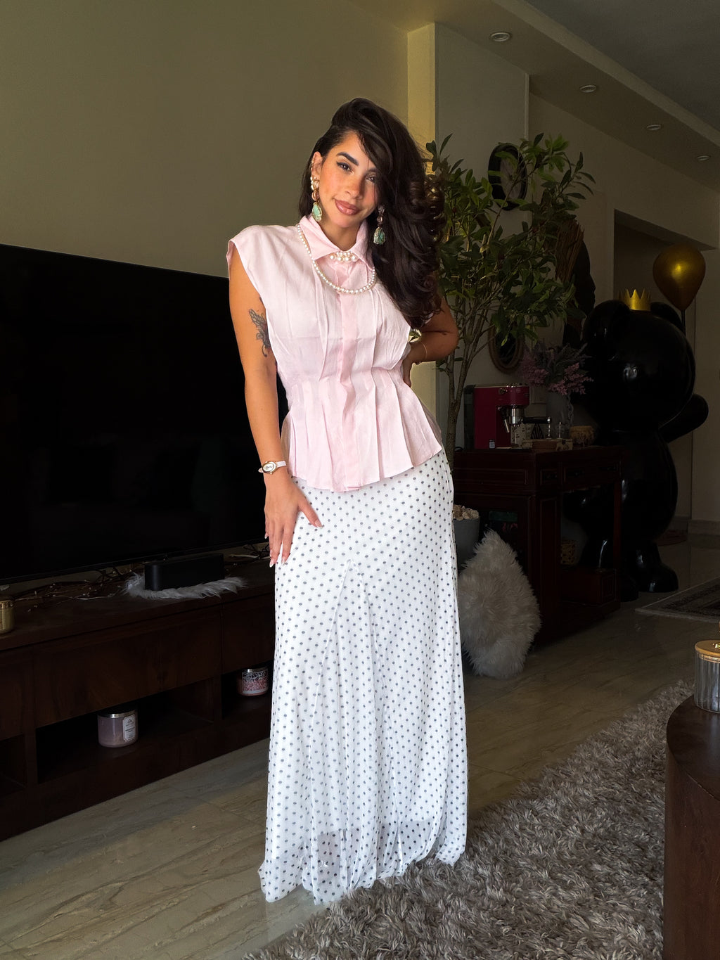 Polka-dot tull skirt