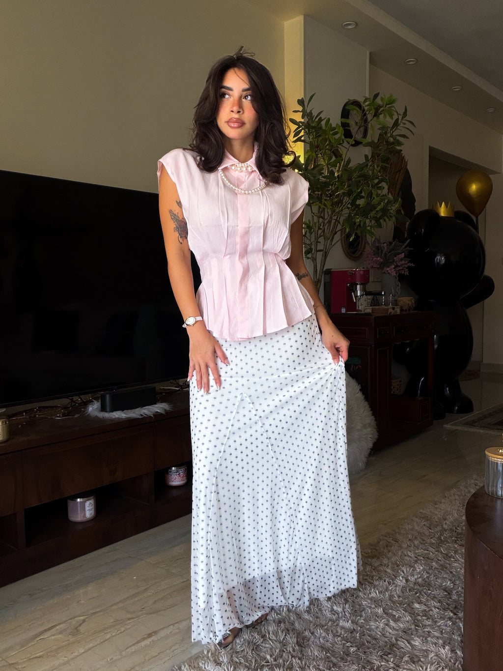Polka-dot tull skirt
