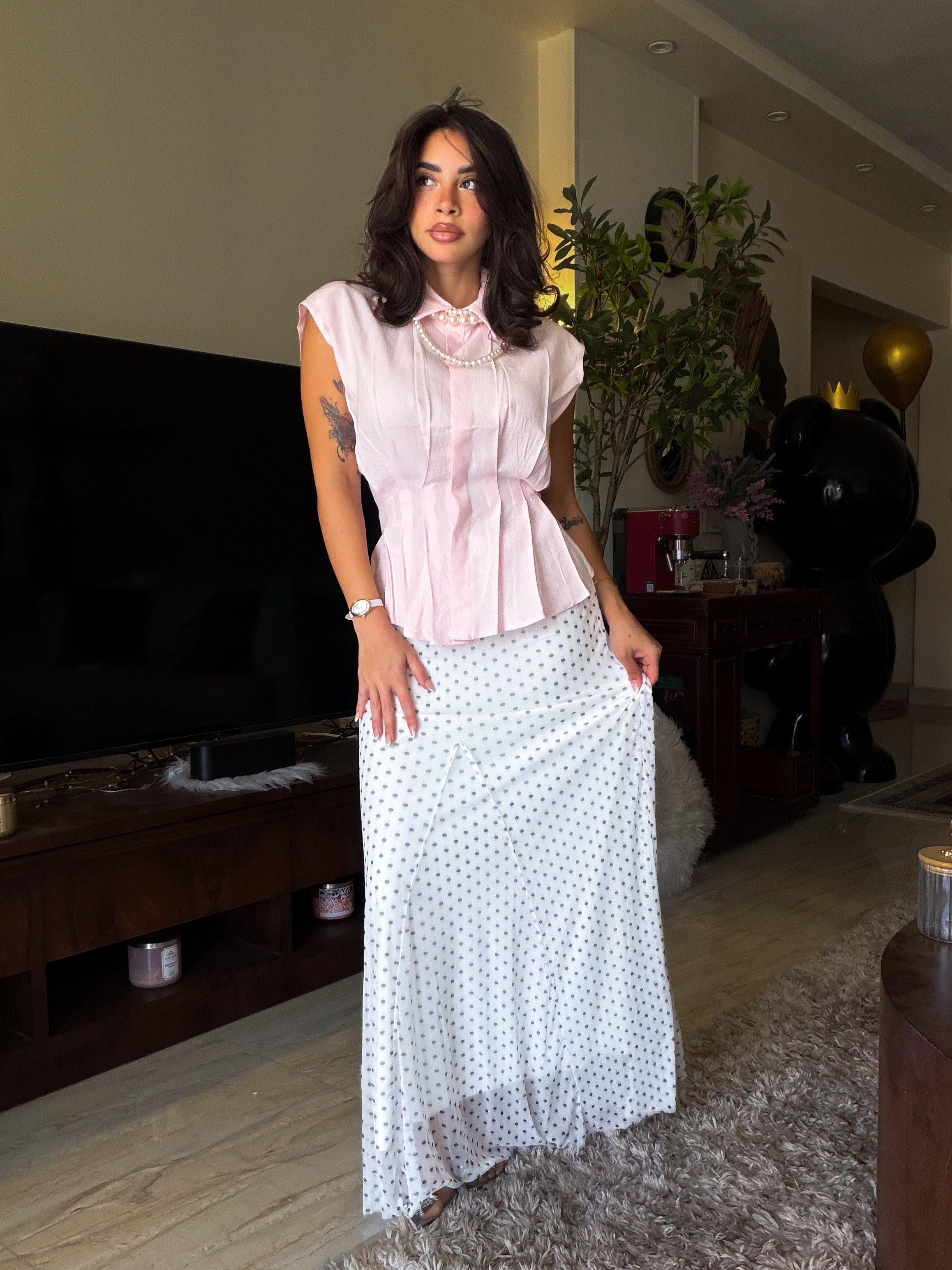 Polka-dot tull skirt