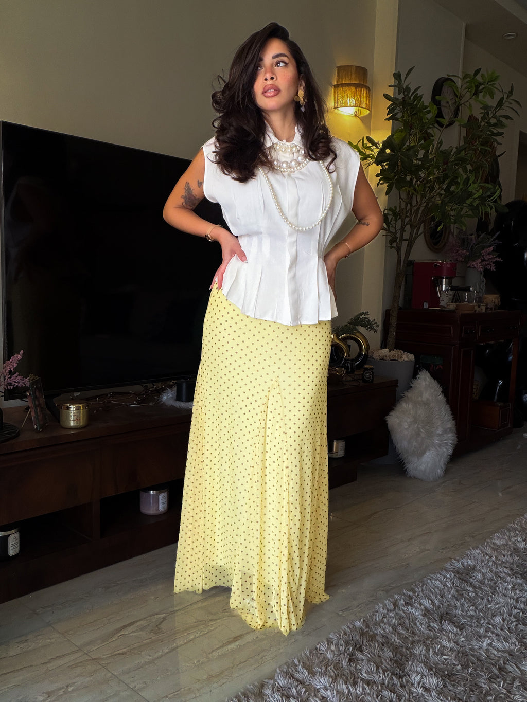 Polka-dot tull skirt