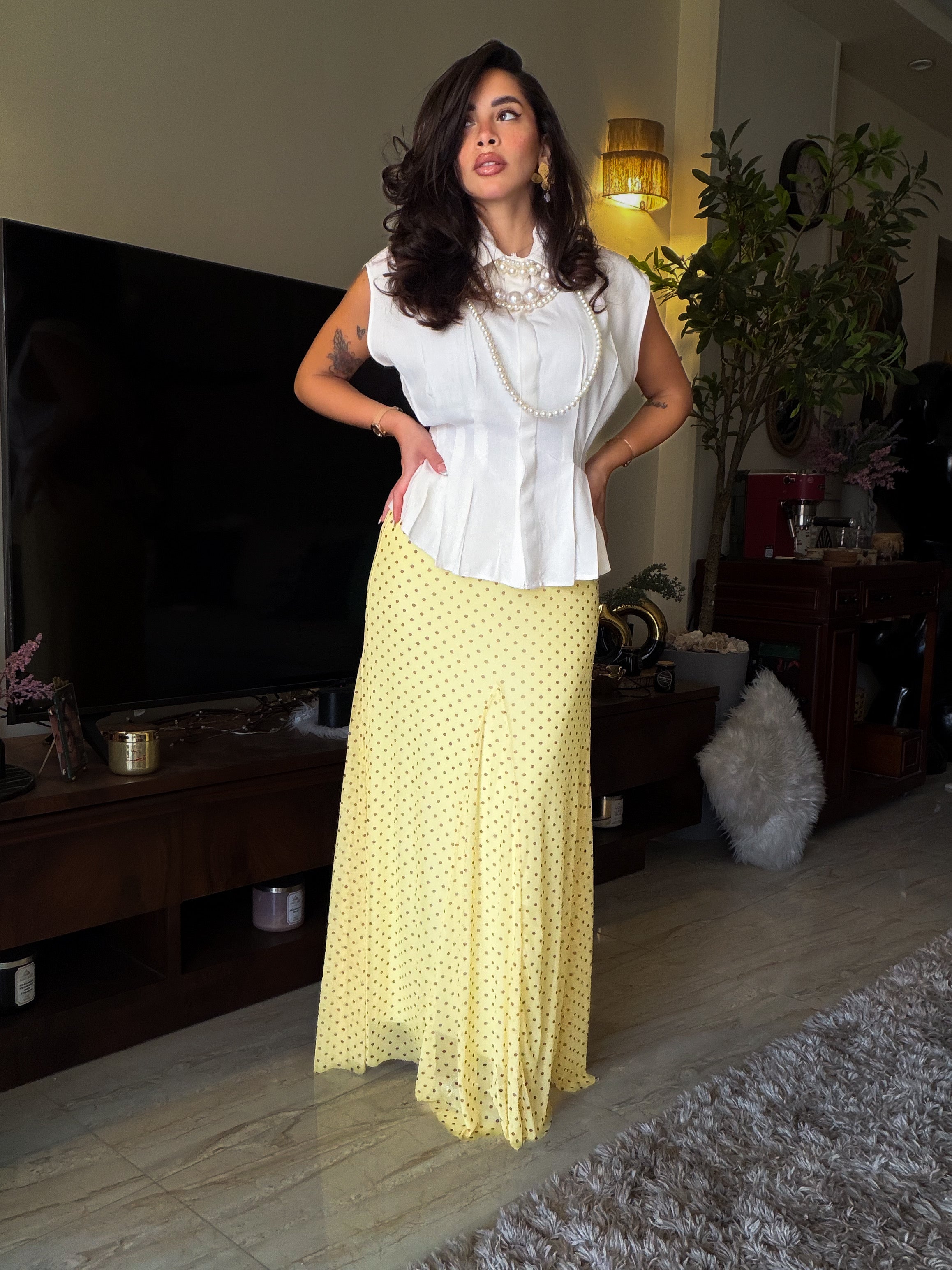 Polka-dot tull skirt