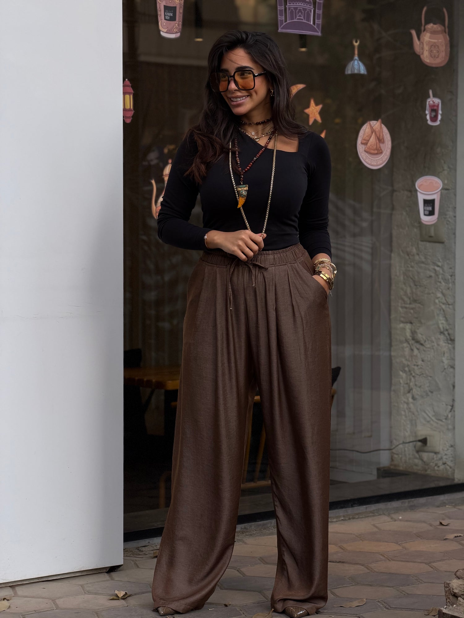 Metallic loose pants