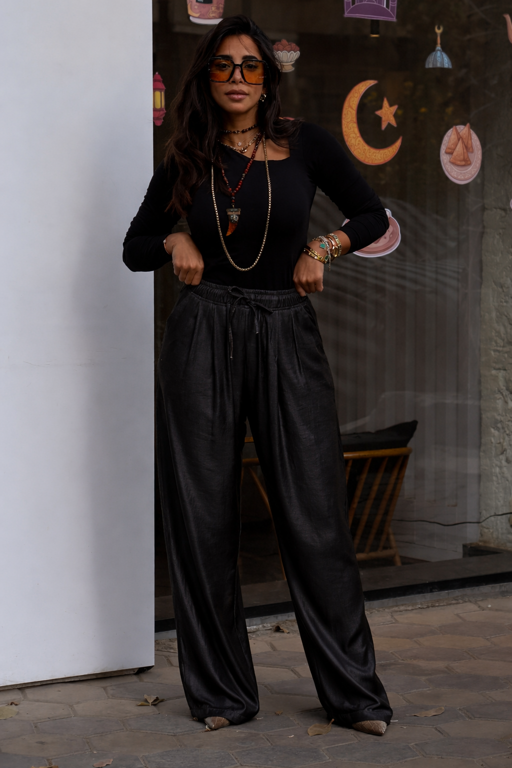 Metallic loose pants