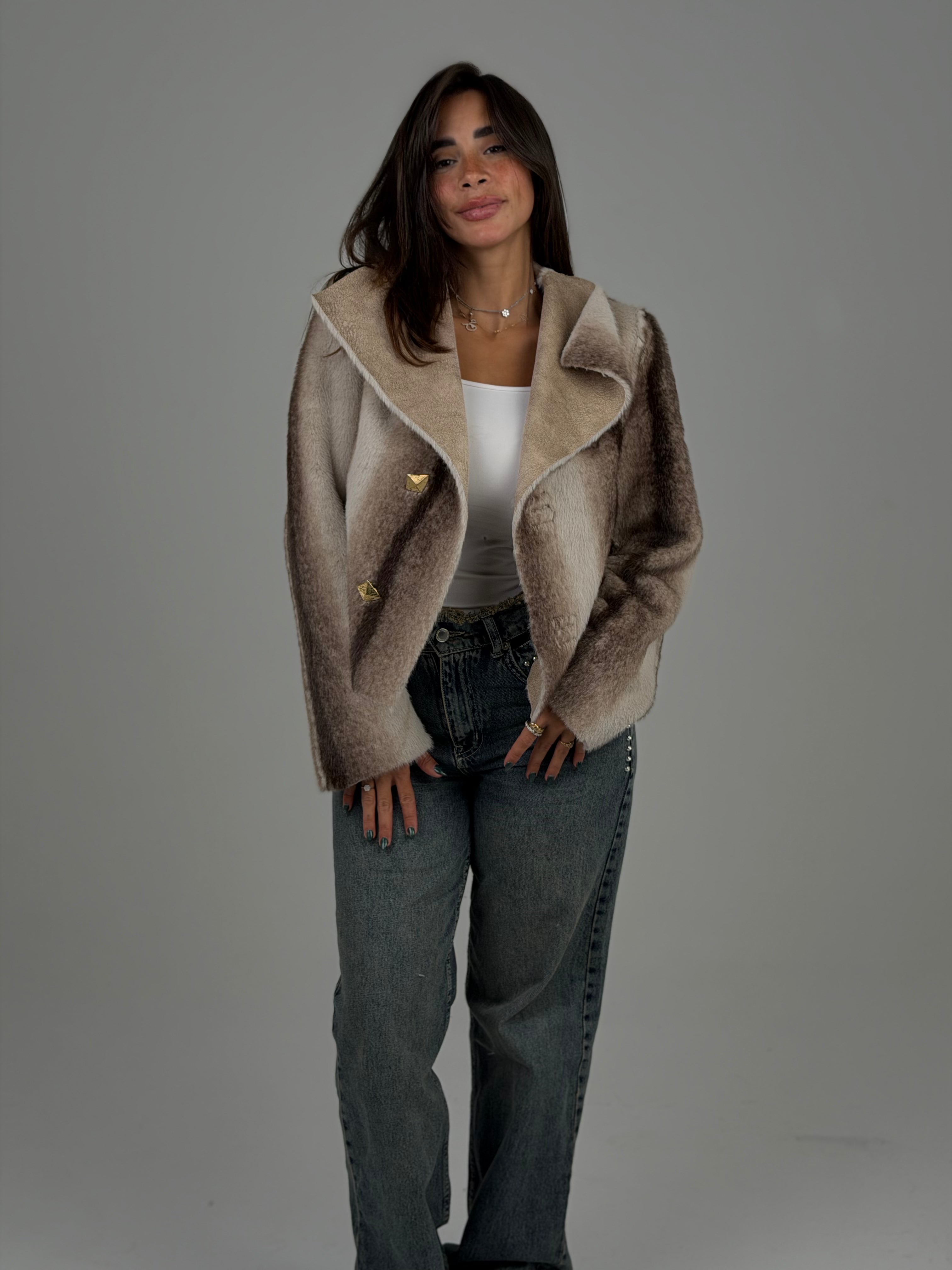 BEIGE FUR JACKET