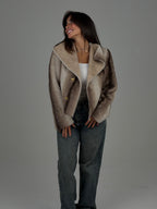 BEIGE FUR JACKET