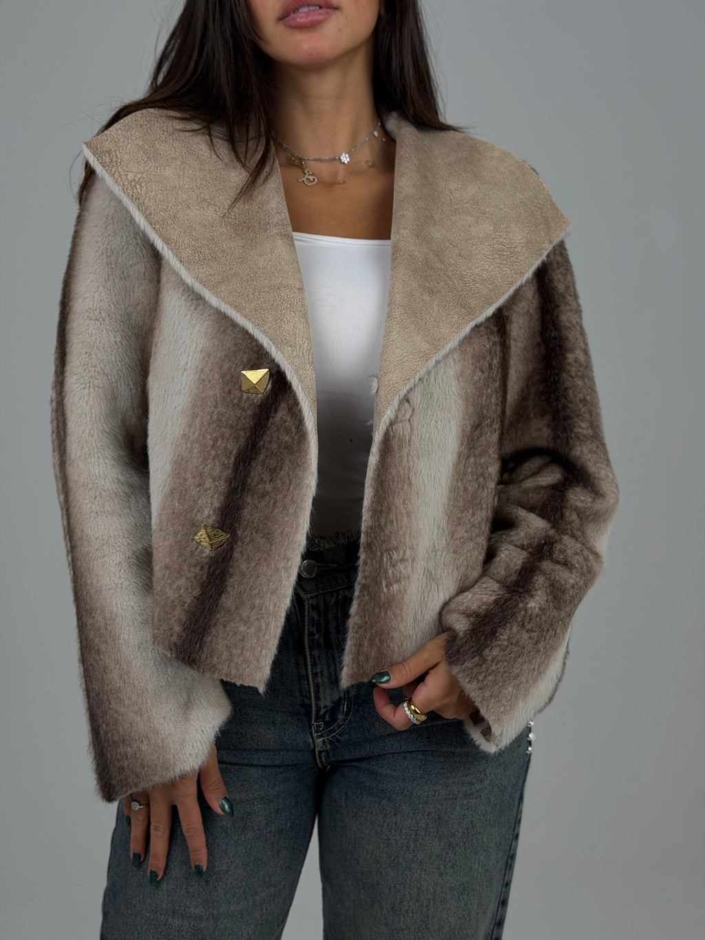 BEIGE FUR JACKET