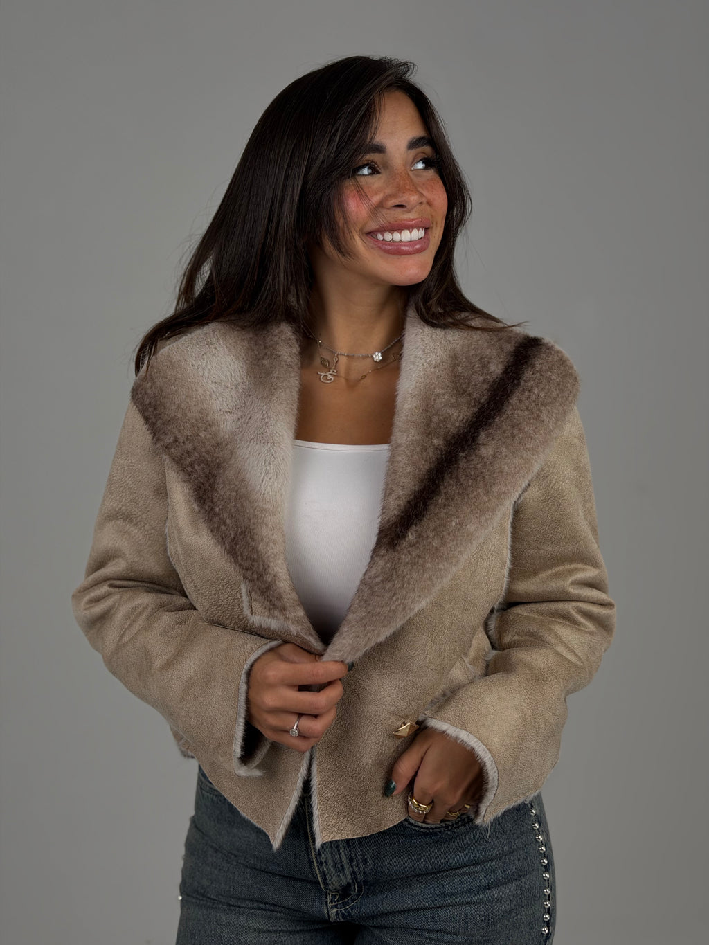 BEIGE FUR JACKET