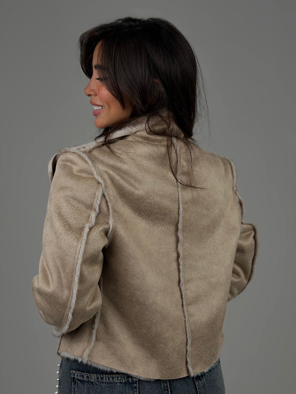 BEIGE FUR JACKET