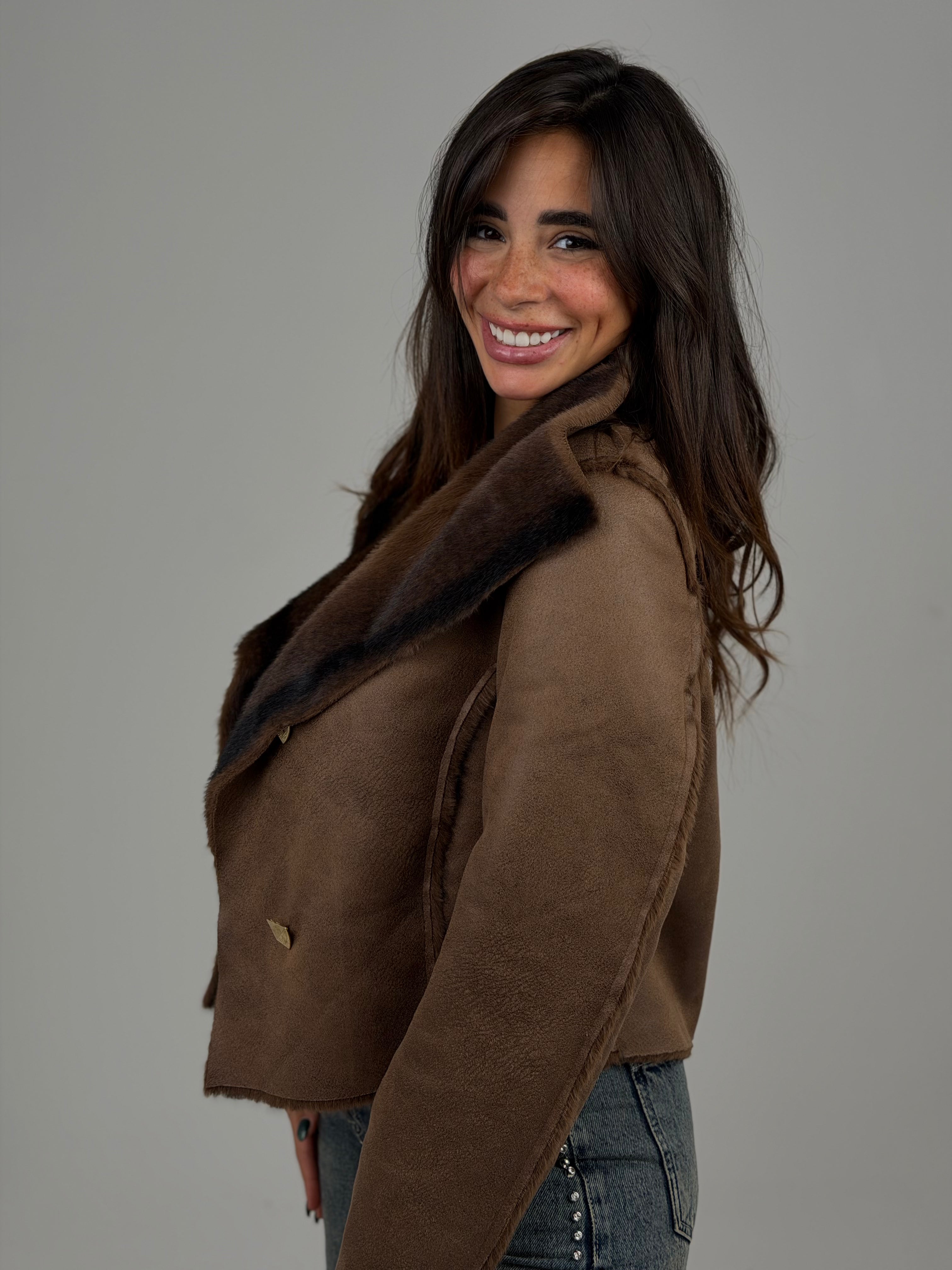 Double-sided fur jacket brown