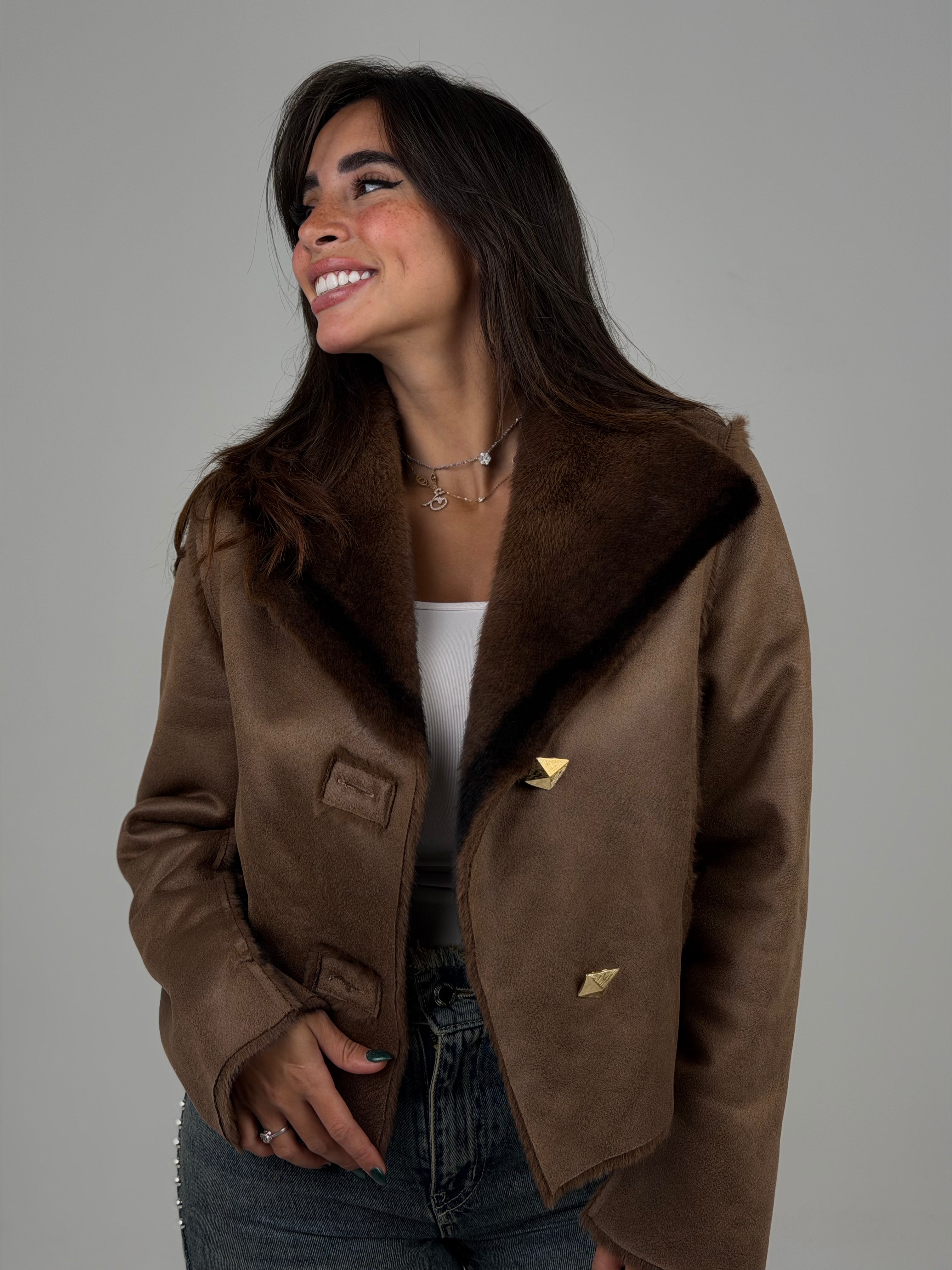 Double-sided fur jacket brown