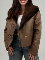 Double-sided fur jacket brown