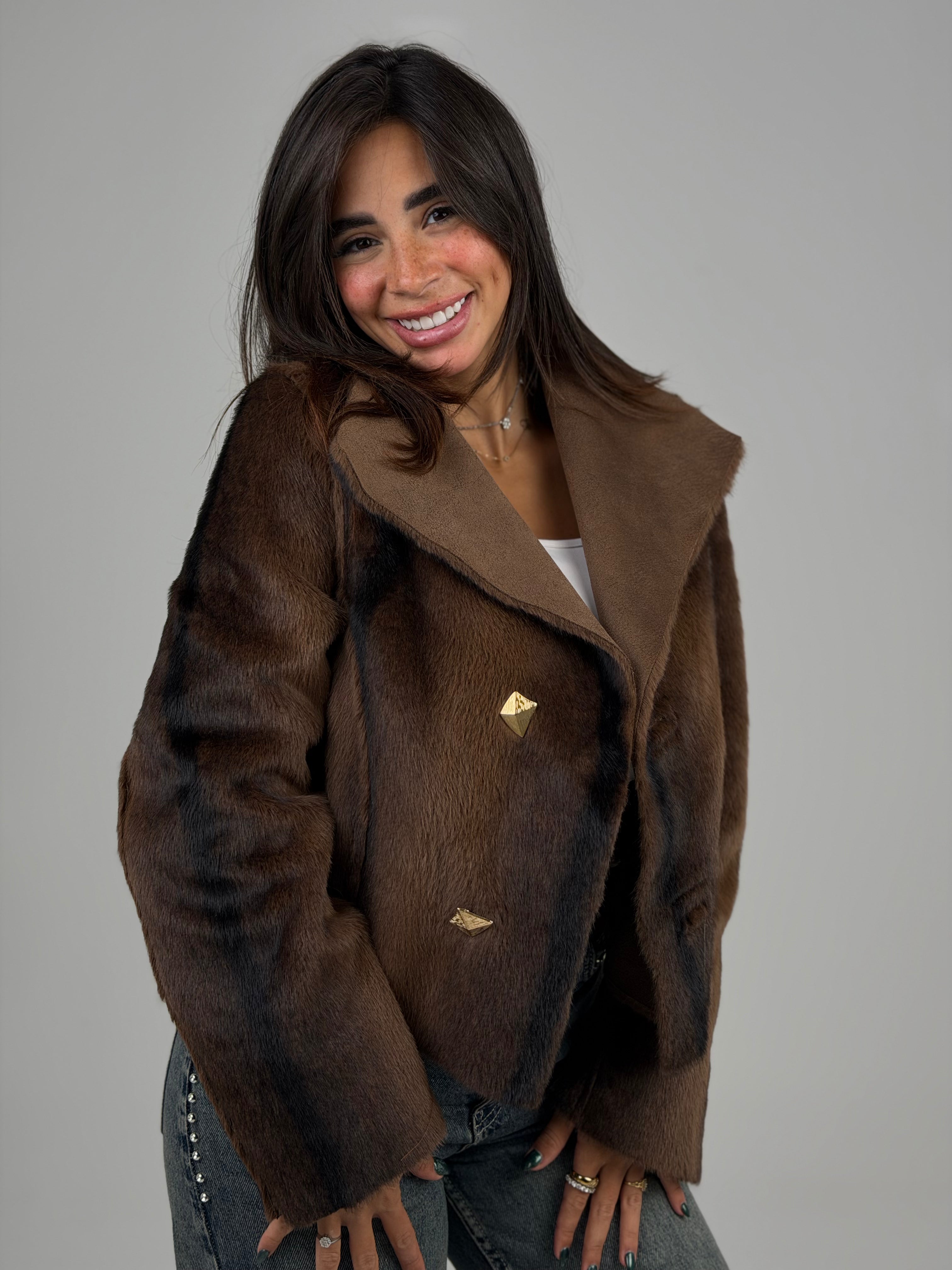 Double-sided fur jacket brown