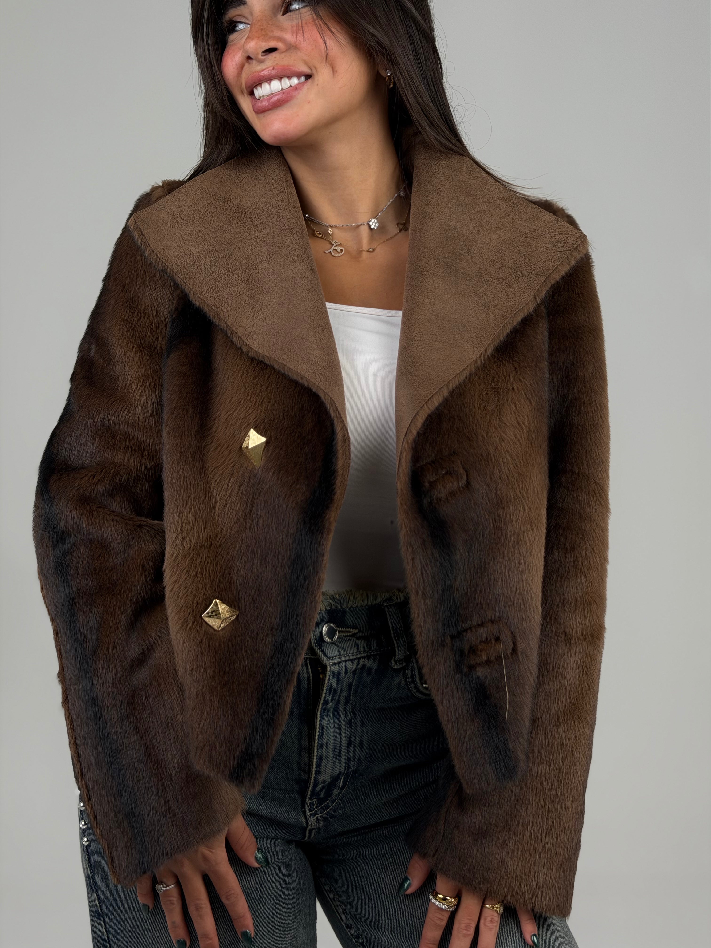 Double-sided fur jacket brown