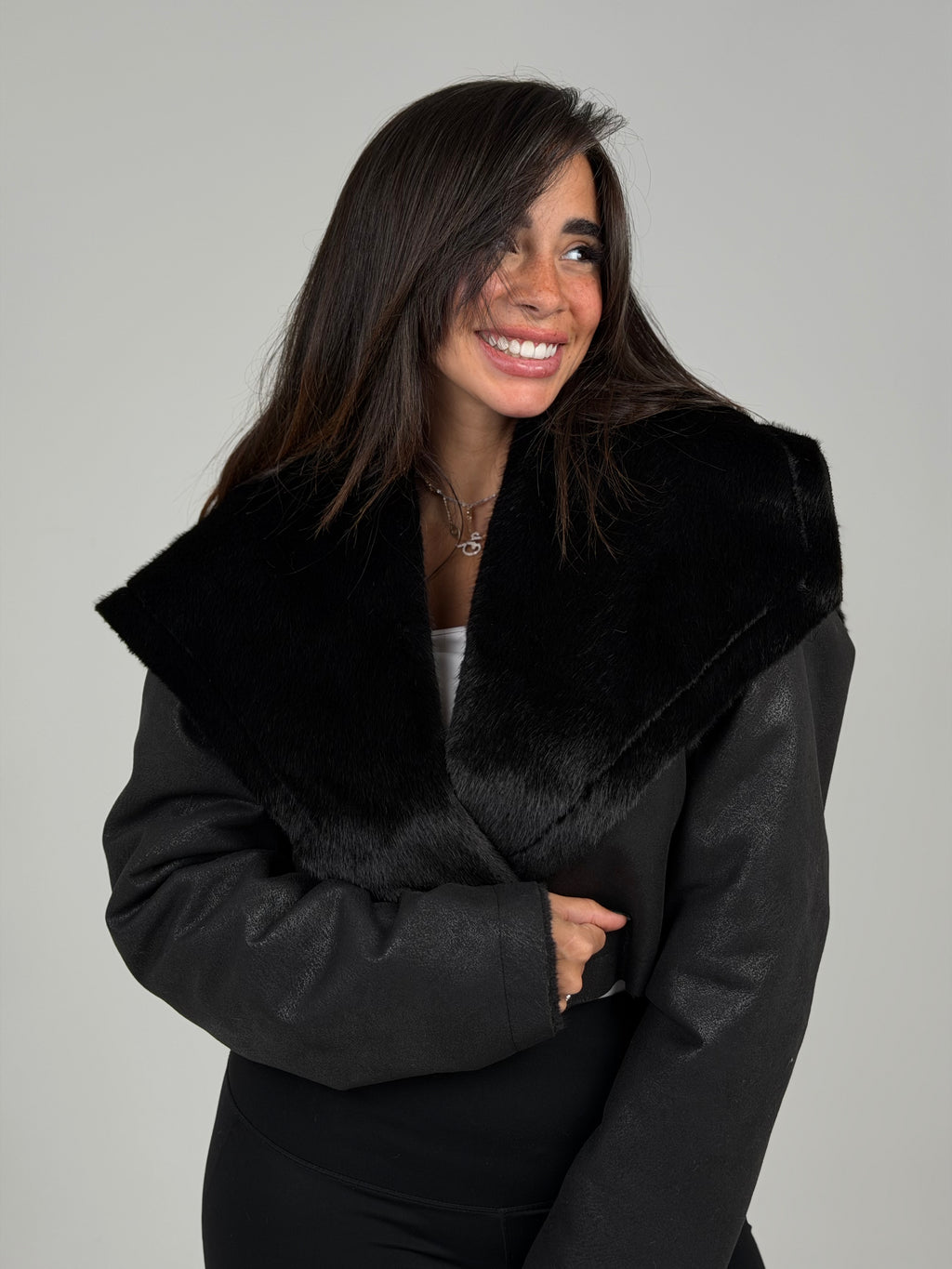 double - sided velvet black jacket